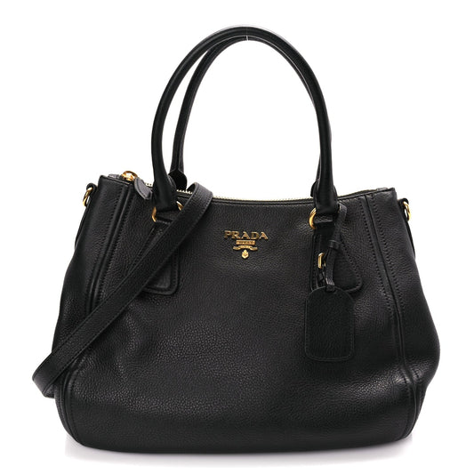 Prada Vitello Phenix Top Handle Bag Black