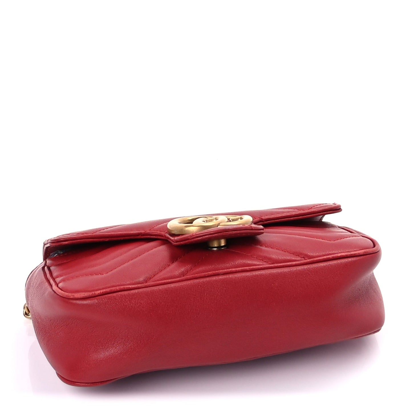 Gucci Calfskin Matelasse Super Mini GG Marmont Shoulder Bag Hibiscus Red