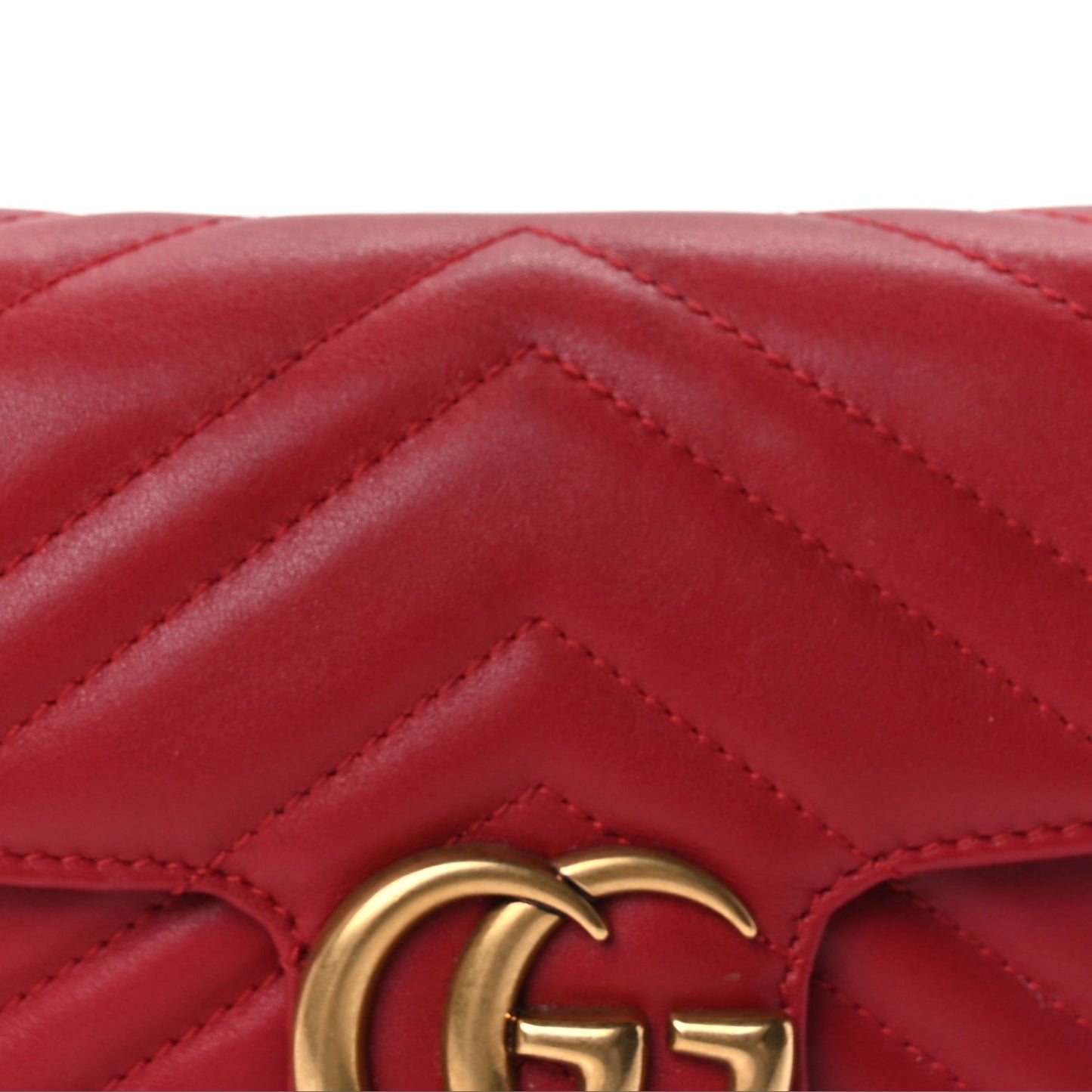 Gucci Calfskin Matelasse Super Mini GG Marmont Shoulder Bag Hibiscus Red