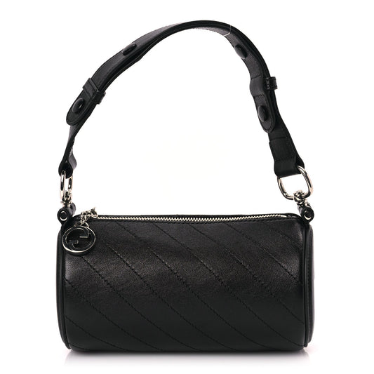 Gucci Sakai Be Green Calfskin Diagonal Stitched Mini Blondie Barrel Shoulder Bag Black