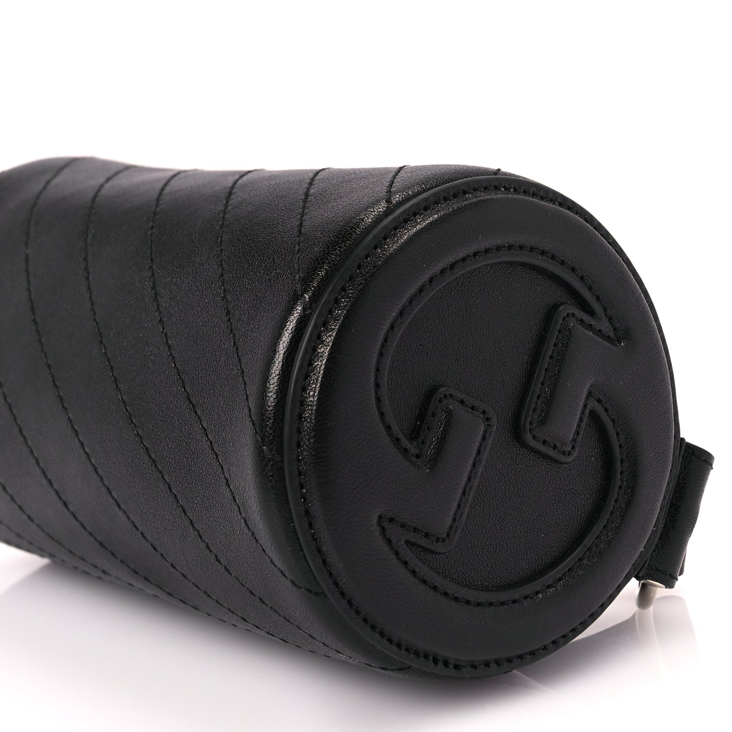 Gucci Sakai Be Green Calfskin Diagonal Stitched Mini Blondie Barrel Shoulder Bag Black