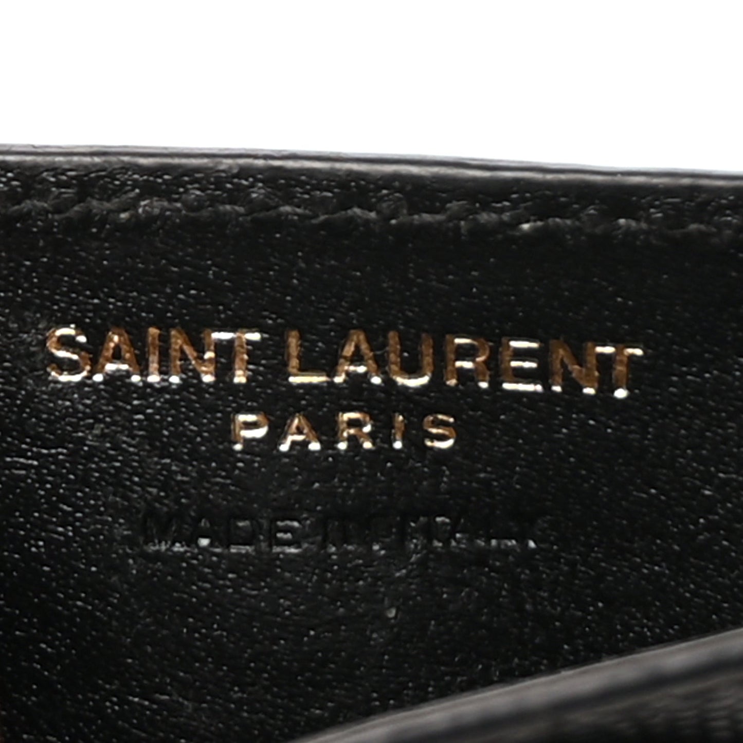 Saint Laurent Grain De Poudre Matelasse Chevron Monogram Credit Card Case  Black