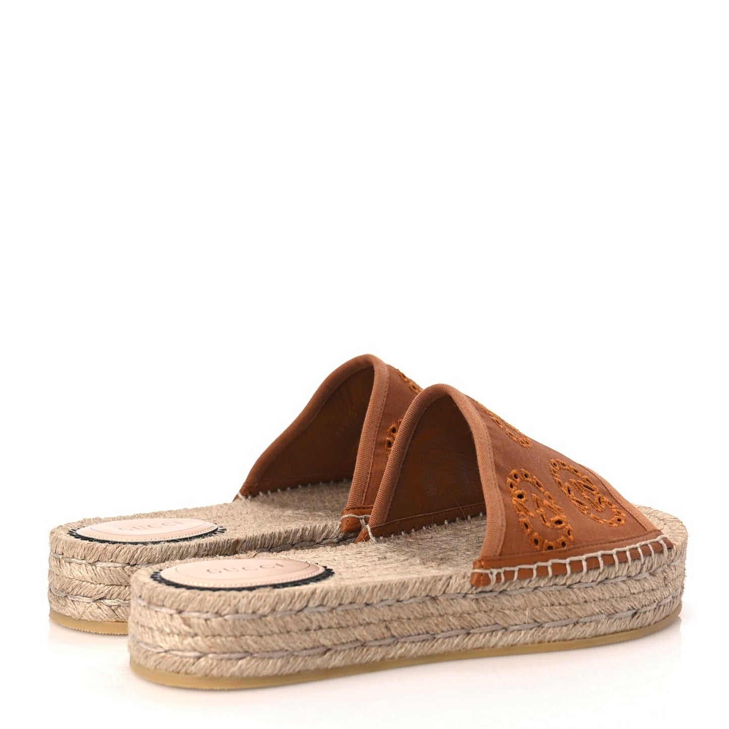 Gucci Canvas Interlocking G Damita Espadrille Sandals 38 Blondie Cognac