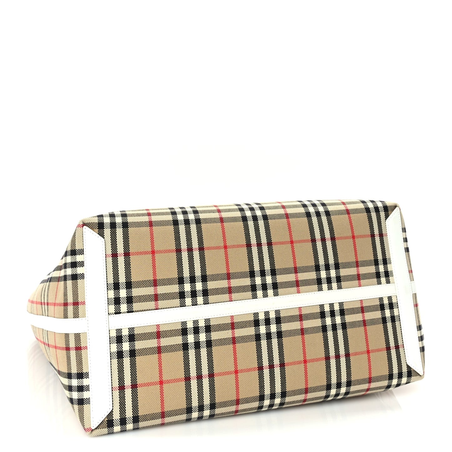 Burberry Cotton Vintage Check Medium London Tote Bag  Briar Brown White