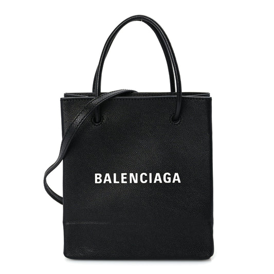 Balenciaga Calfskin Logo XXS Shopping Tote Black