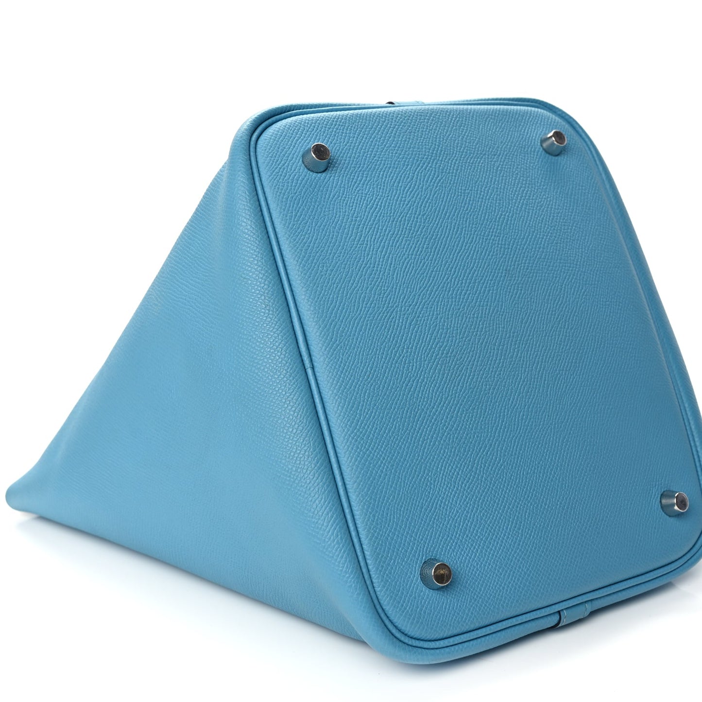 Hermes Epsom Tressage De Cuir Picotin Lock 22 MM Bleu du Nord Rouge Coeur Bleu du Nord