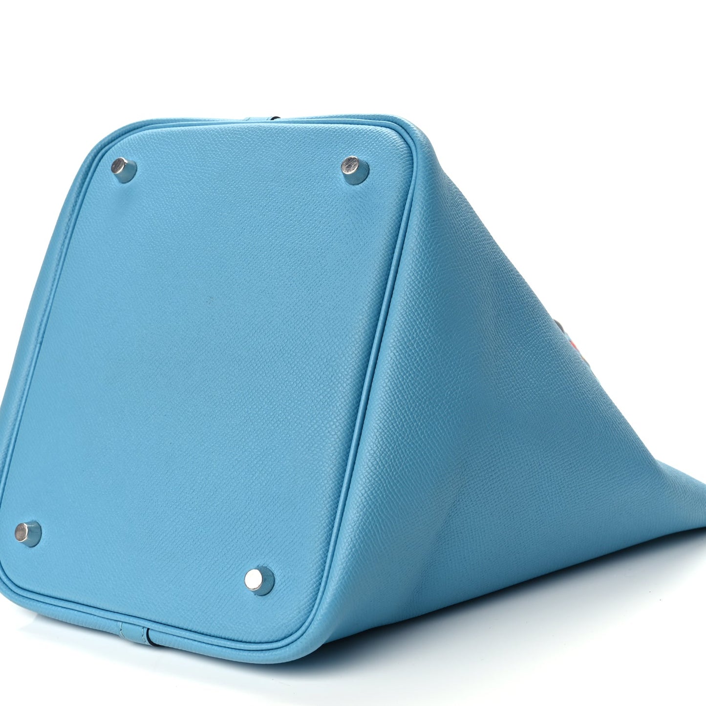 Hermes Epsom Tressage De Cuir Picotin Lock 22 MM Bleu du Nord Rouge Coeur Bleu du Nord