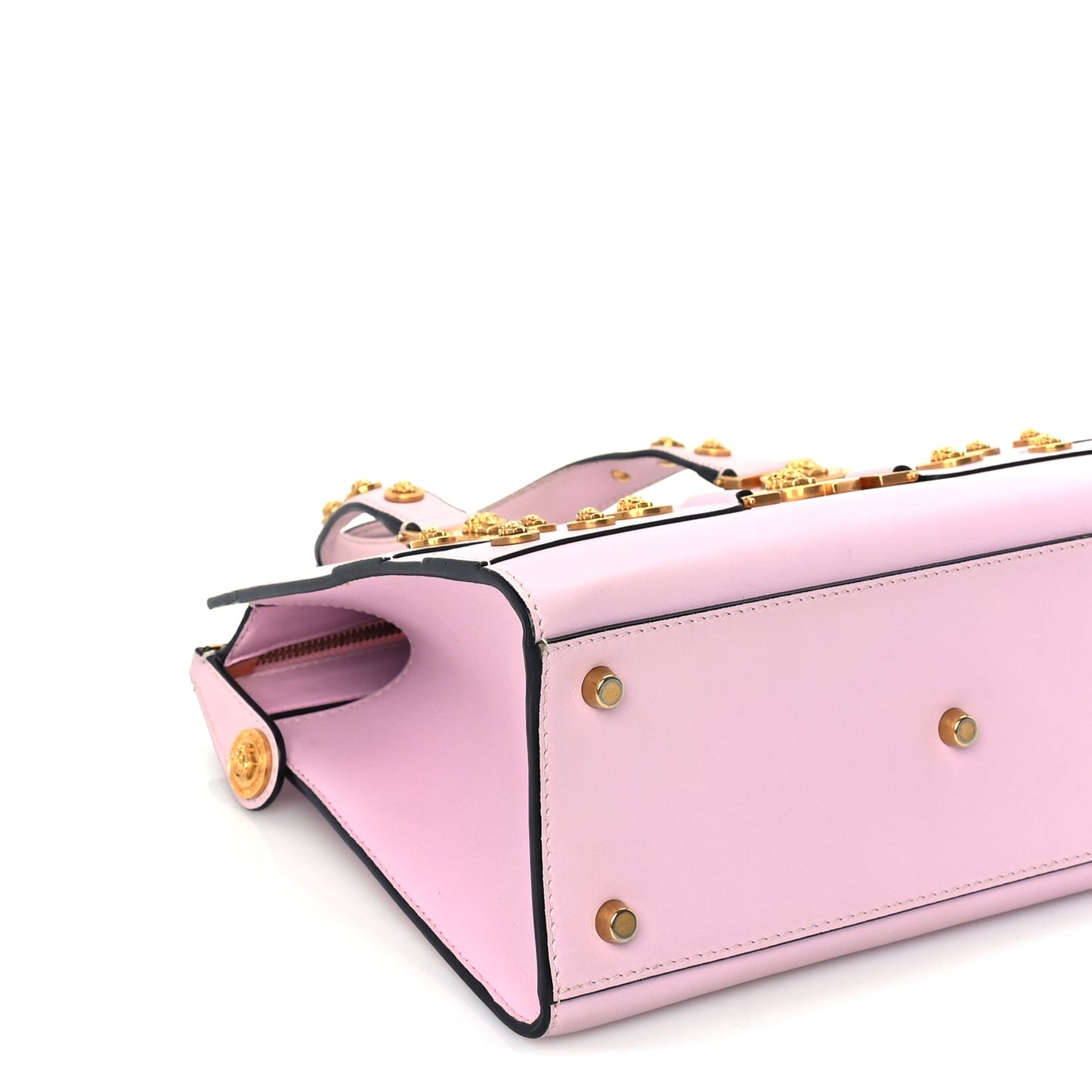 Versace Calfskin Medusa Stud Tribute Tote  Pink