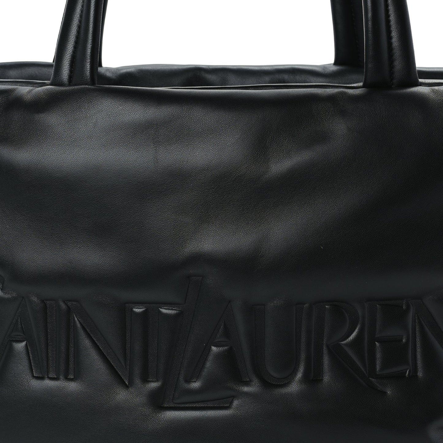 Saint Laurent Lambskin Wide Puffer Tote  Black
