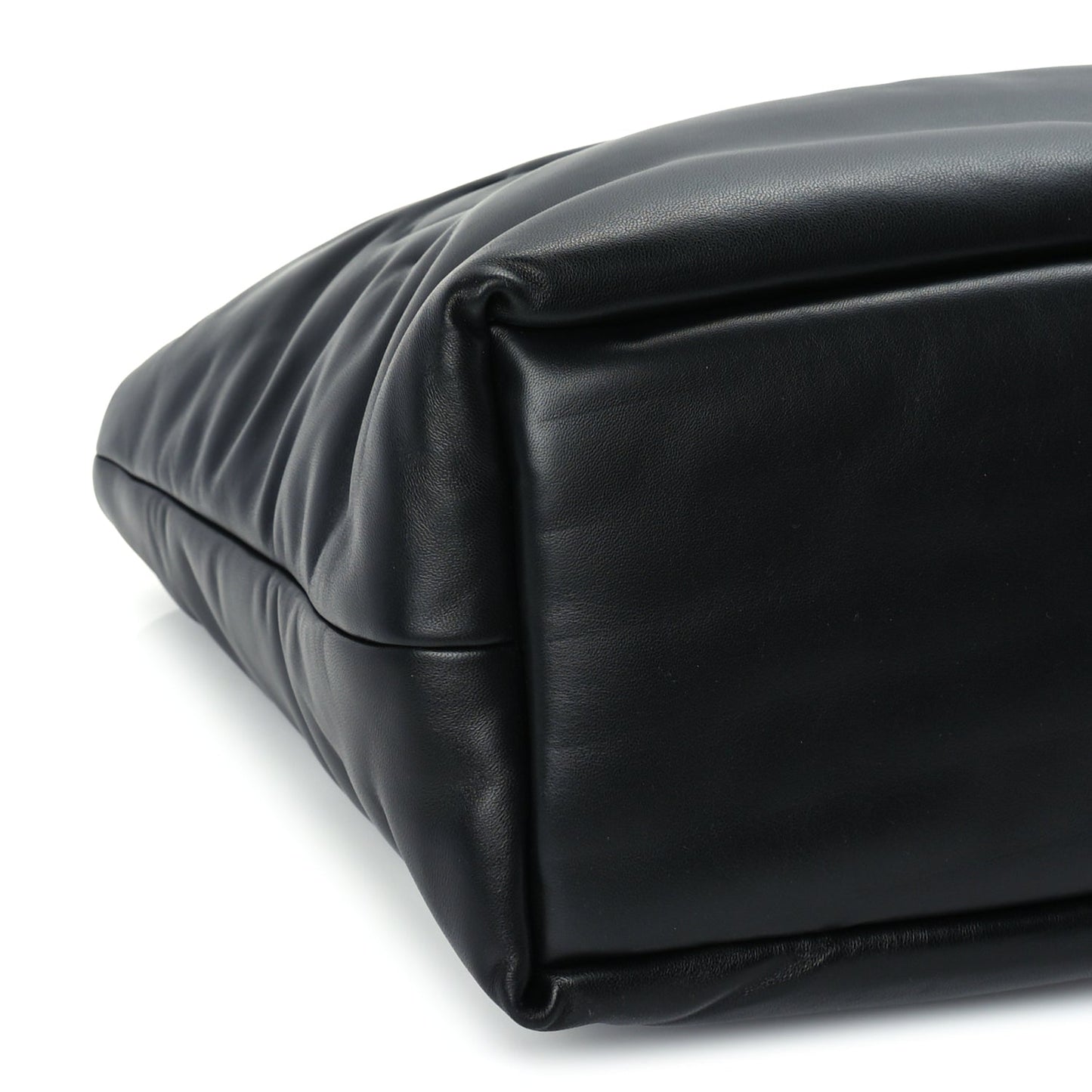 Saint Laurent Lambskin Wide Puffer Tote  Black