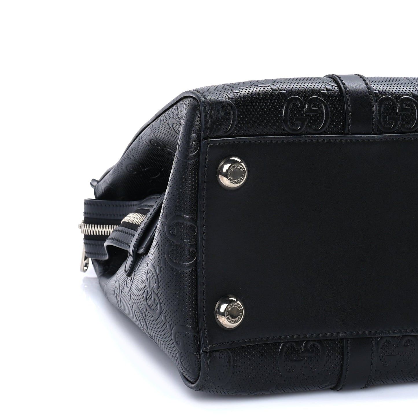 Gucci Calfskin GG Tennis Embossed Tote Bag Black