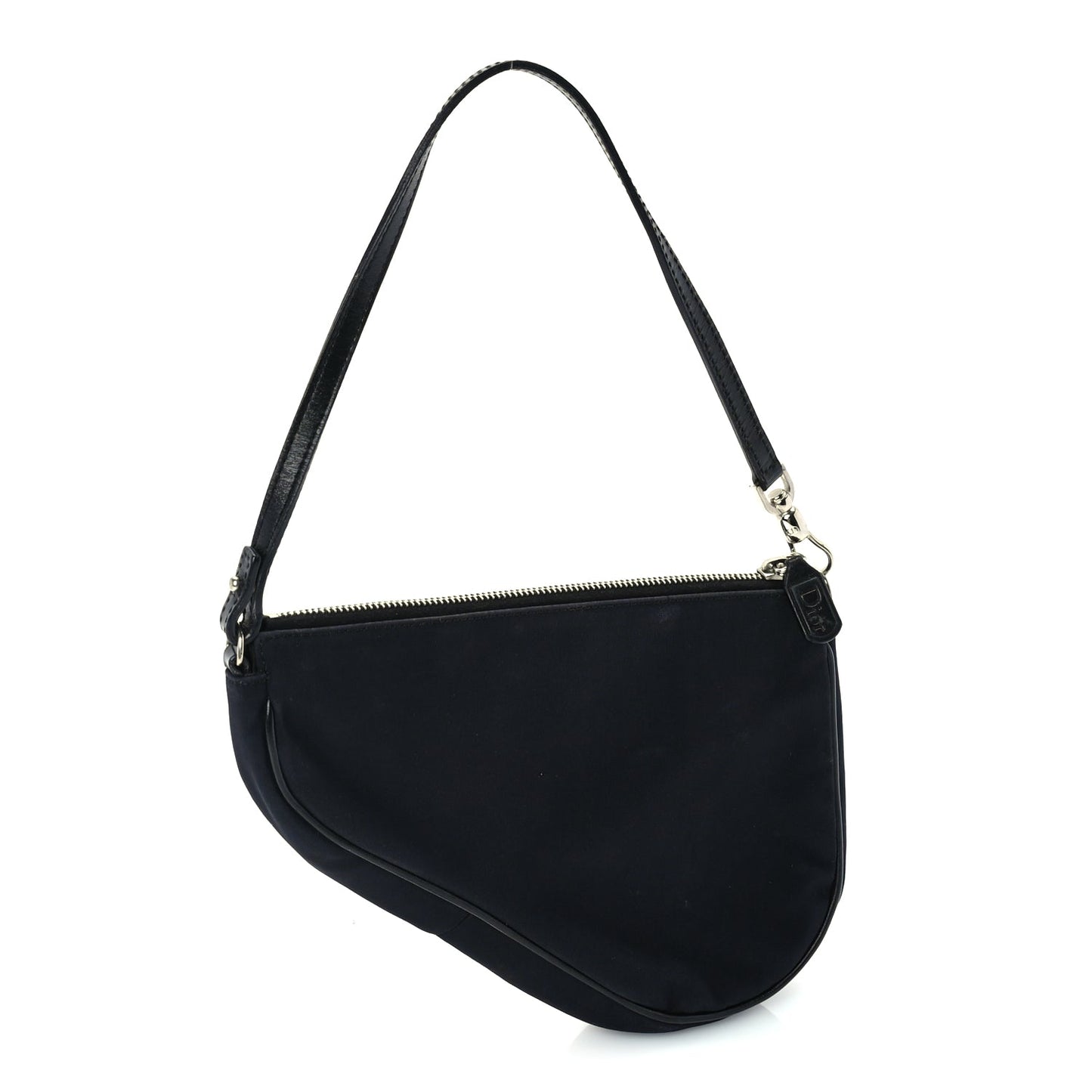 **LOAN** Christian Dior Canvas Stitched Flower Sequins Mini Saddle Pochette Black Red