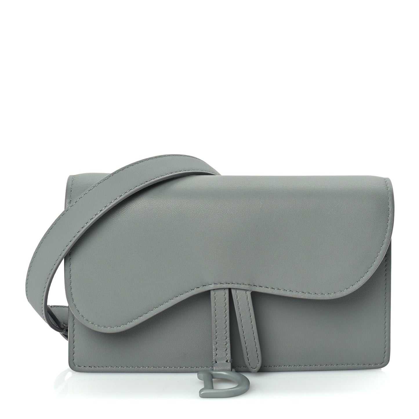 Christian Dior Ultra Matte Calfskin Saddle Belt Clutch  Grey Stone