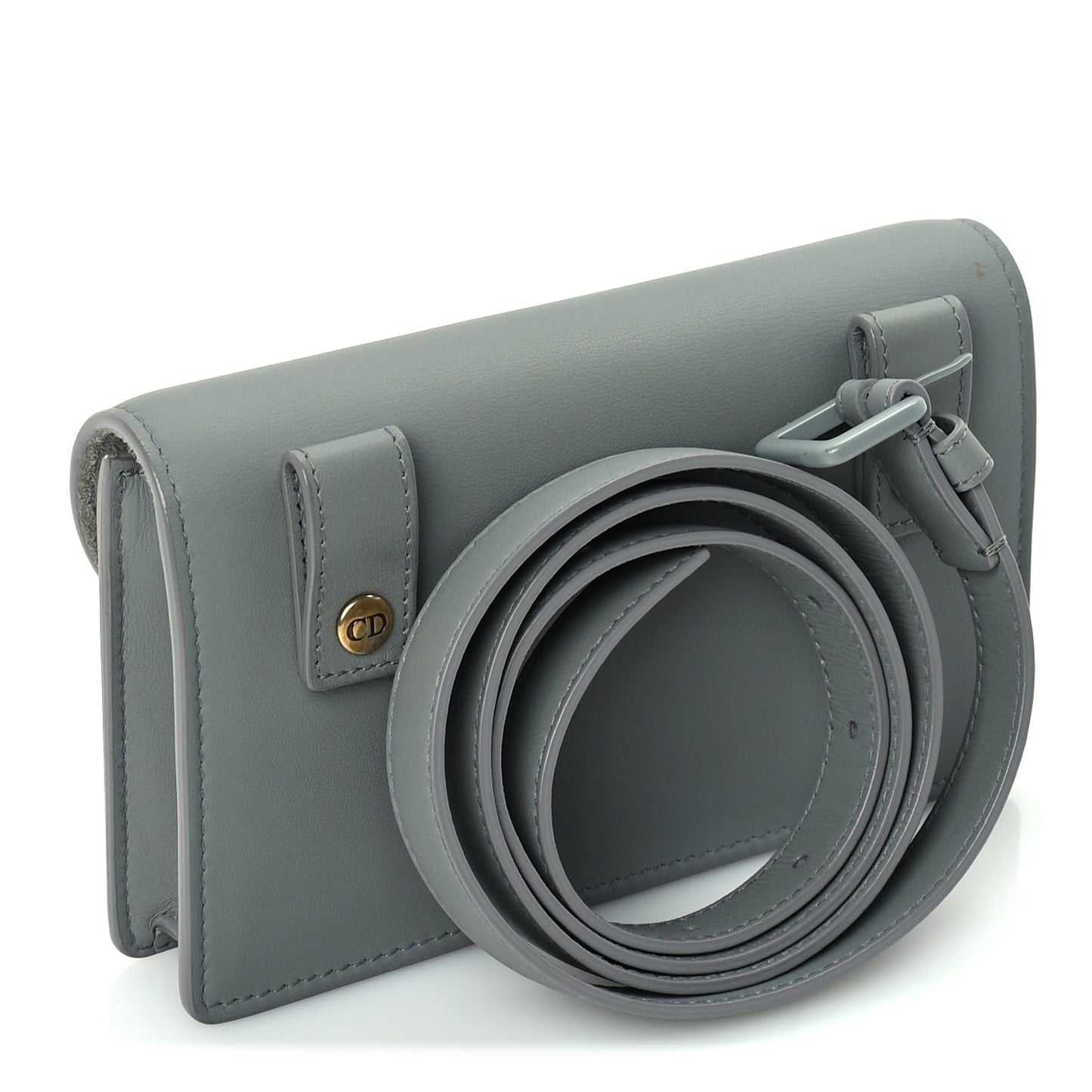 Christian Dior Ultra Matte Calfskin Saddle Belt Clutch  Grey Stone