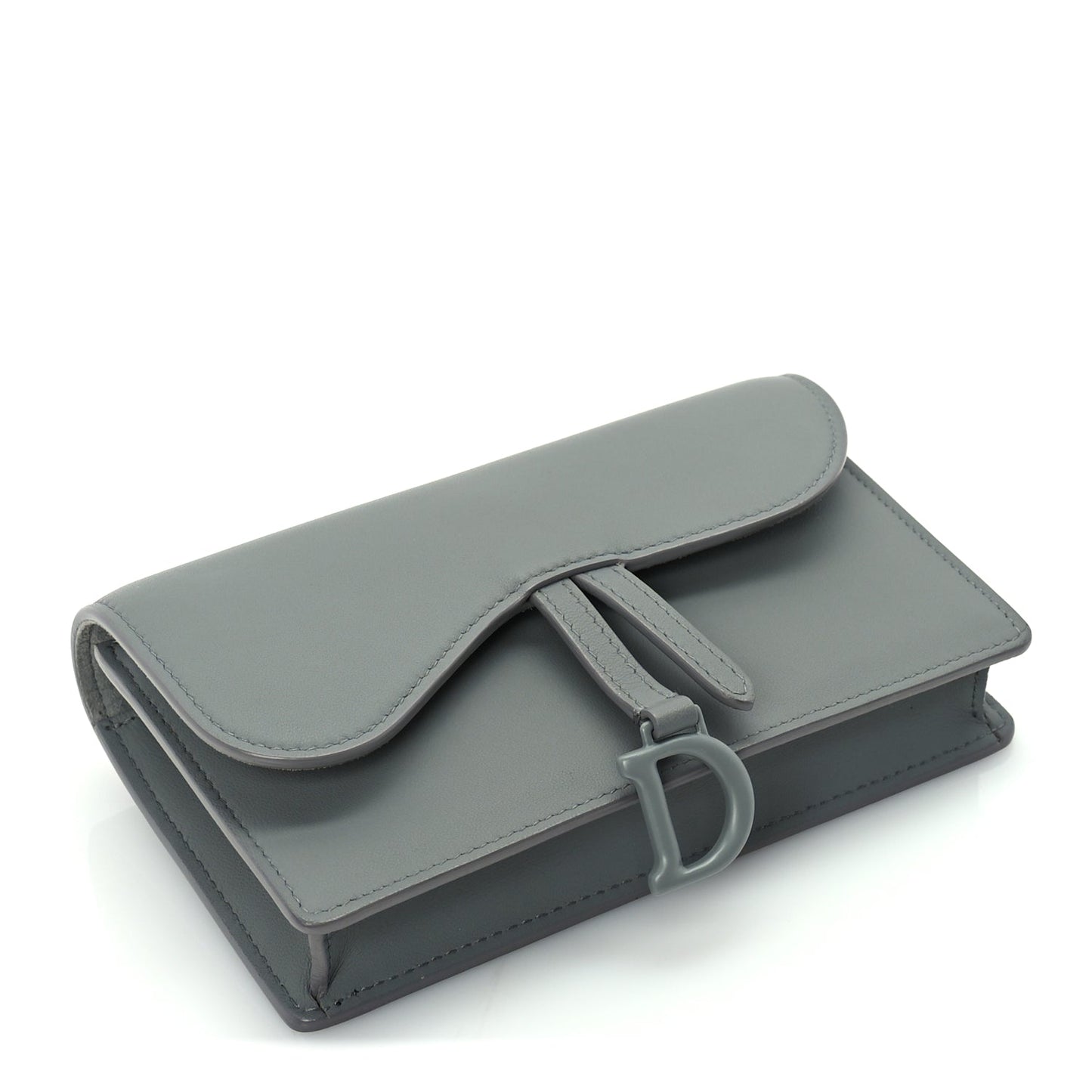 Christian Dior Ultra Matte Calfskin Saddle Belt Clutch  Grey Stone