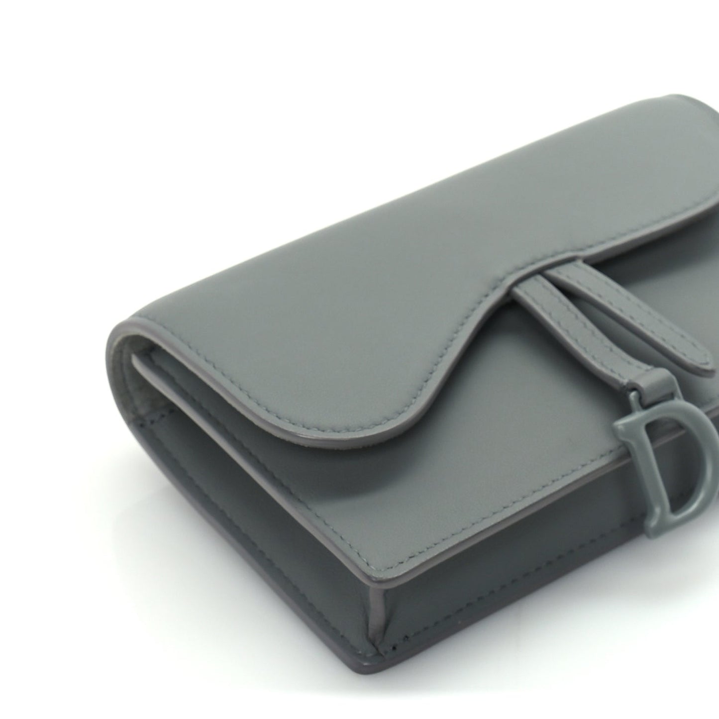 Christian Dior Ultra Matte Calfskin Saddle Belt Clutch  Grey Stone