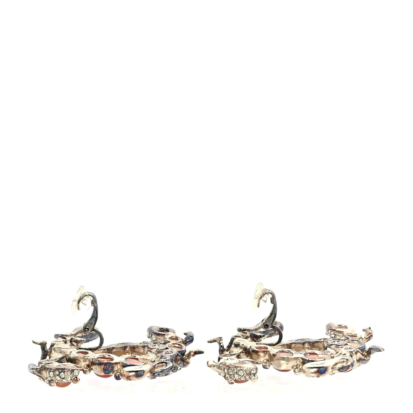 Chanel Crystal CC Gecko Clip On Earrings Gold