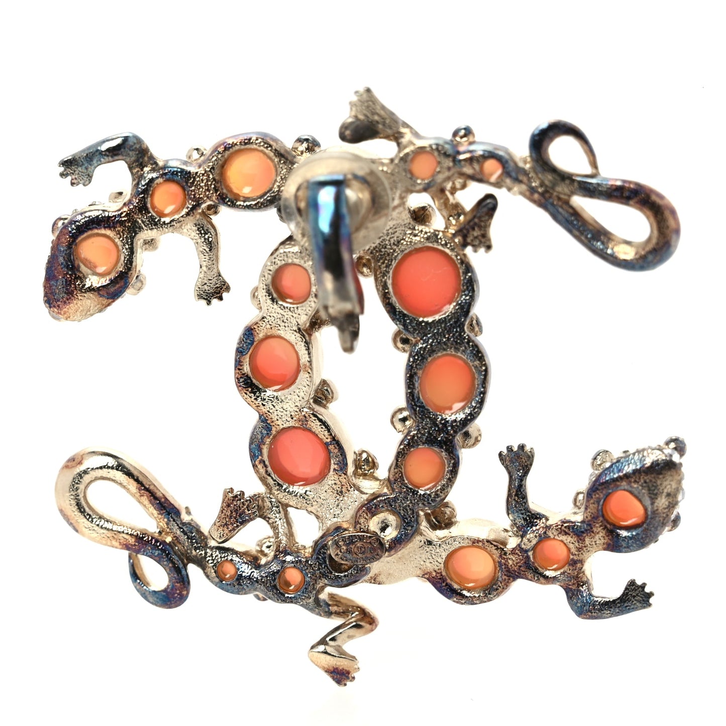 Chanel Crystal CC Gecko Clip On Earrings Gold