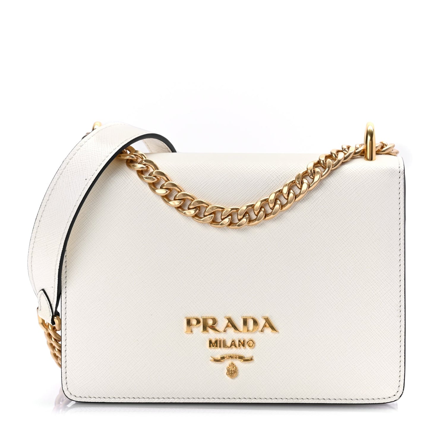Prada Saffiano Chain Shoulder Bag  White