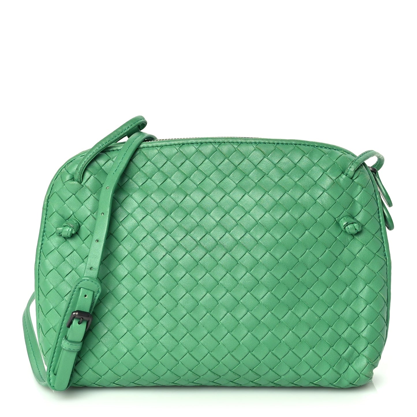 Bottega Veneta Nappa Intrecciato Nodini Crossbody Messenger Green