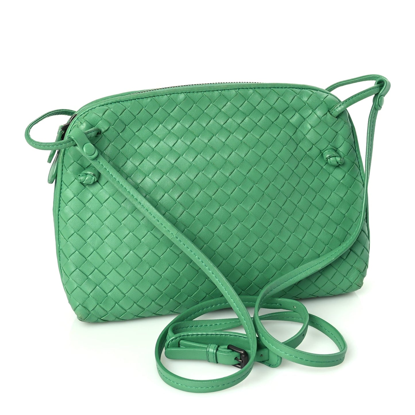 Bottega Veneta Nappa Intrecciato Nodini Crossbody Messenger Green