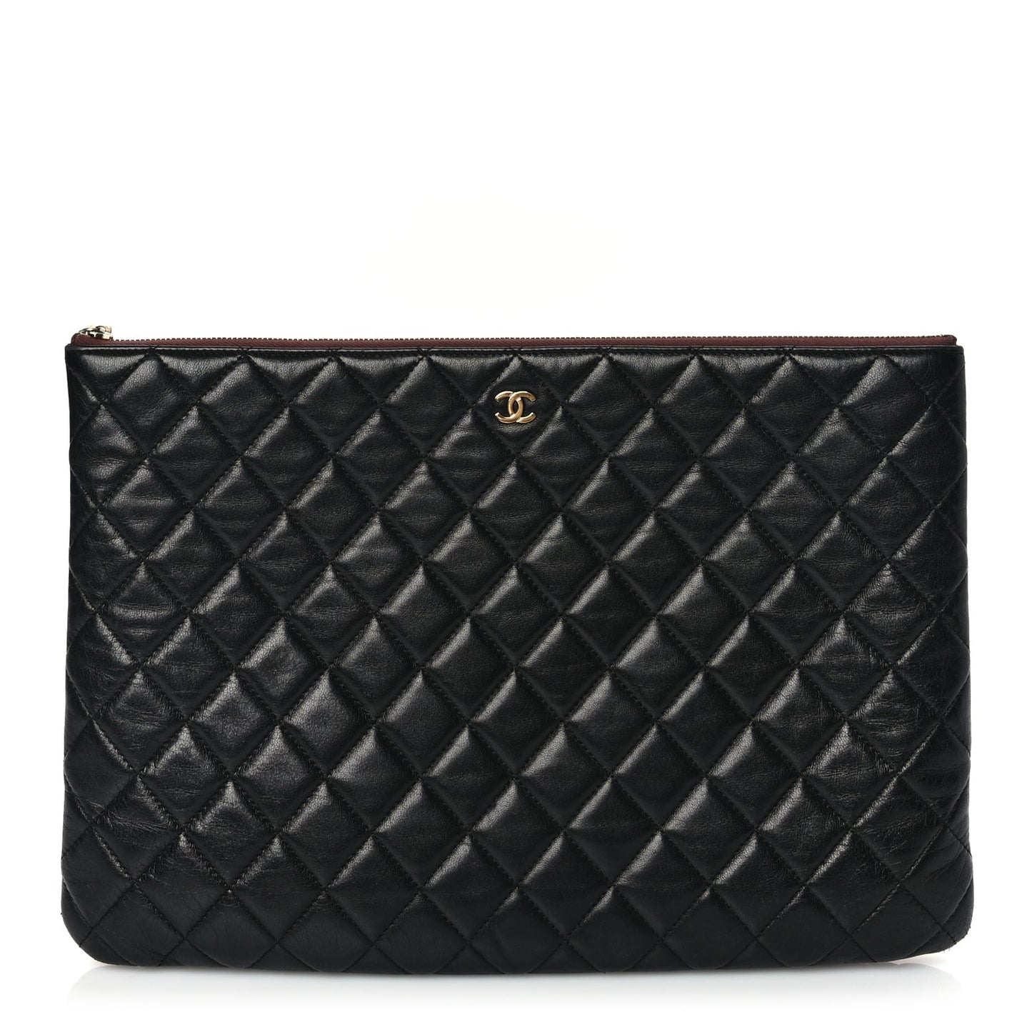 Chanel Lambskin Quilted Large Case Black
