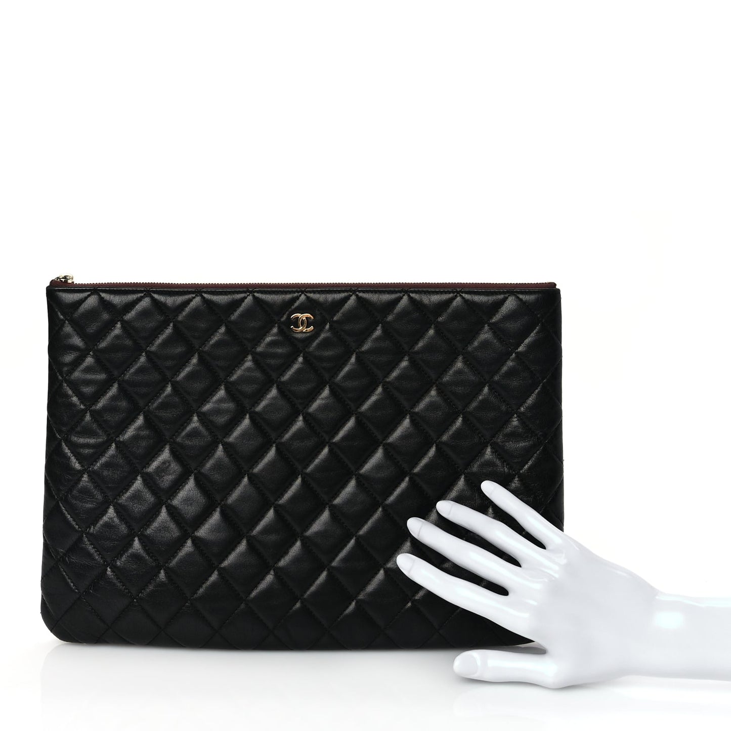 Chanel Lambskin Quilted Large Case Black