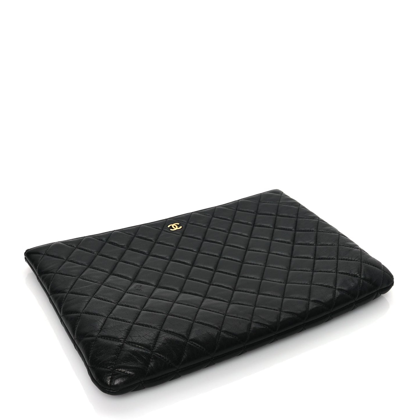 Chanel Lambskin Quilted Large Case Black