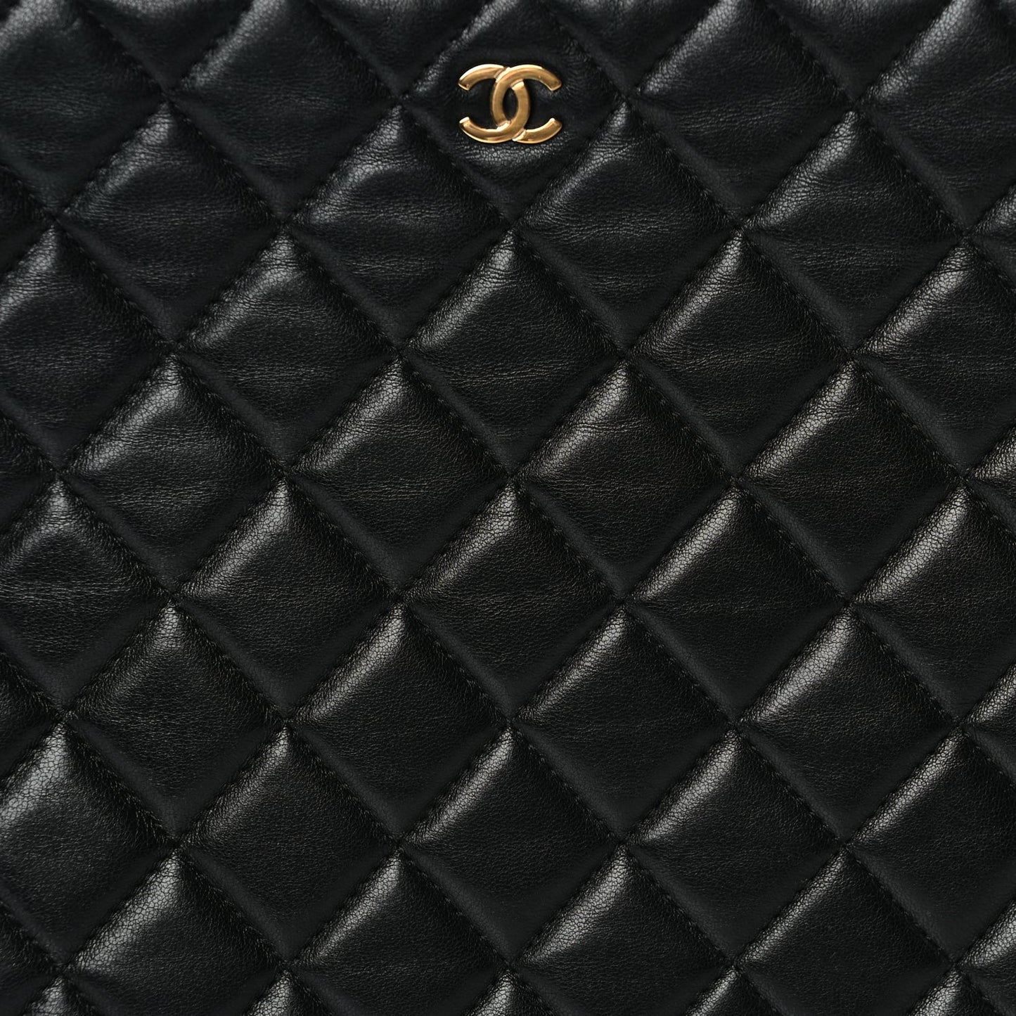 Chanel Lambskin Quilted Large Case Black