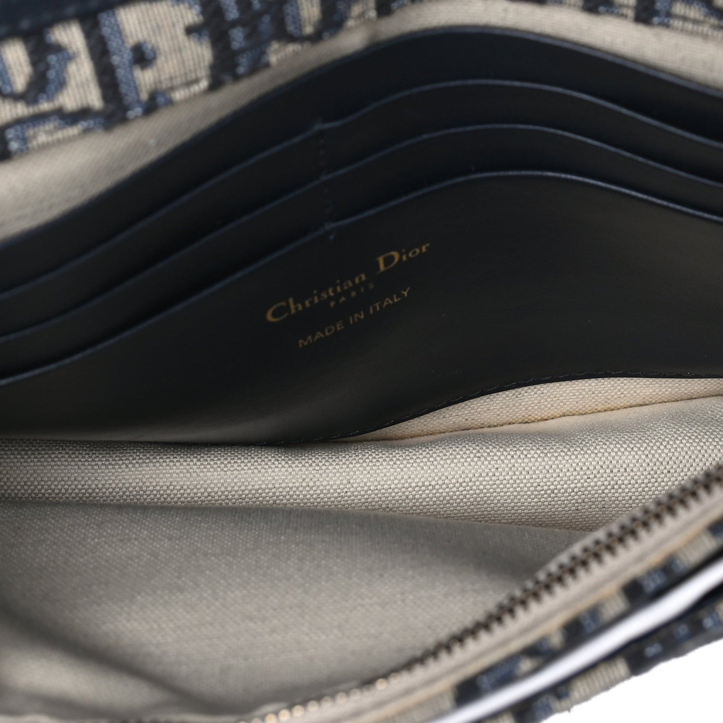 Christian Dior Oblique Saddle Chain Pouch  Blue