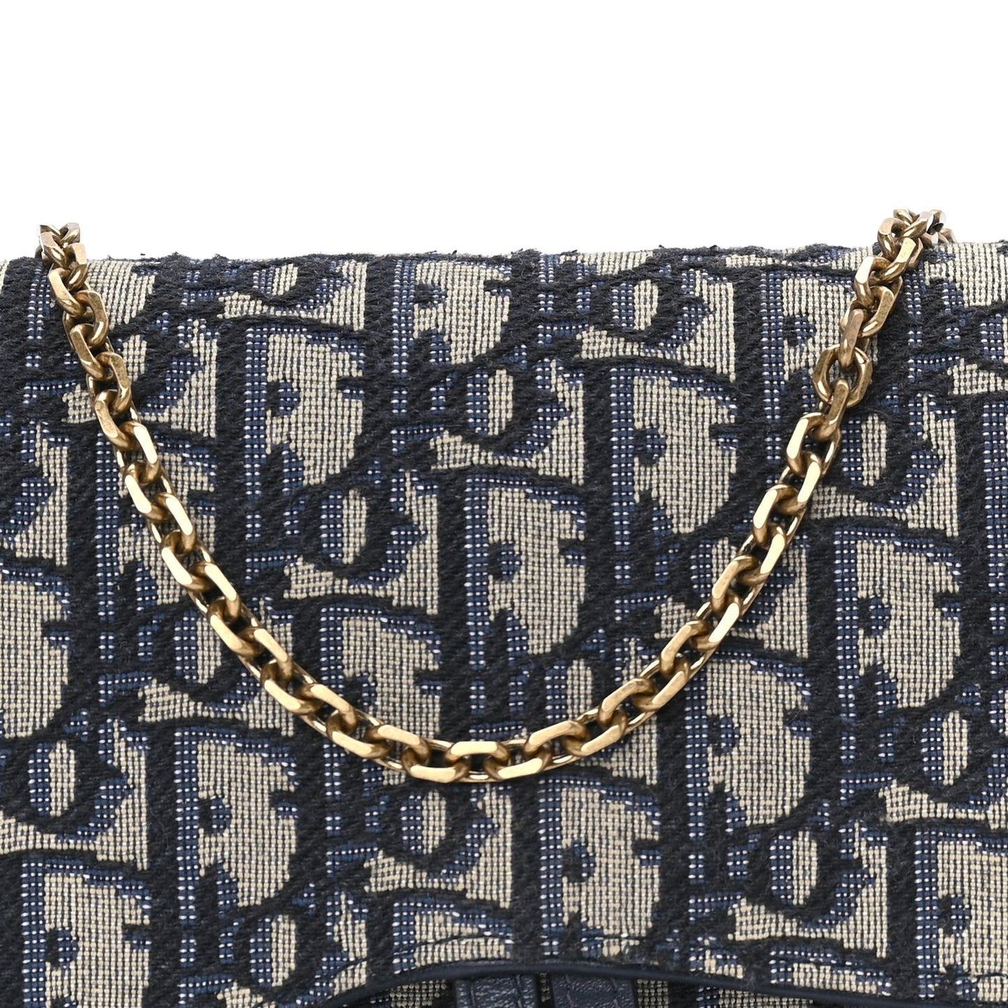 Christian Dior Oblique Saddle Chain Pouch  Blue