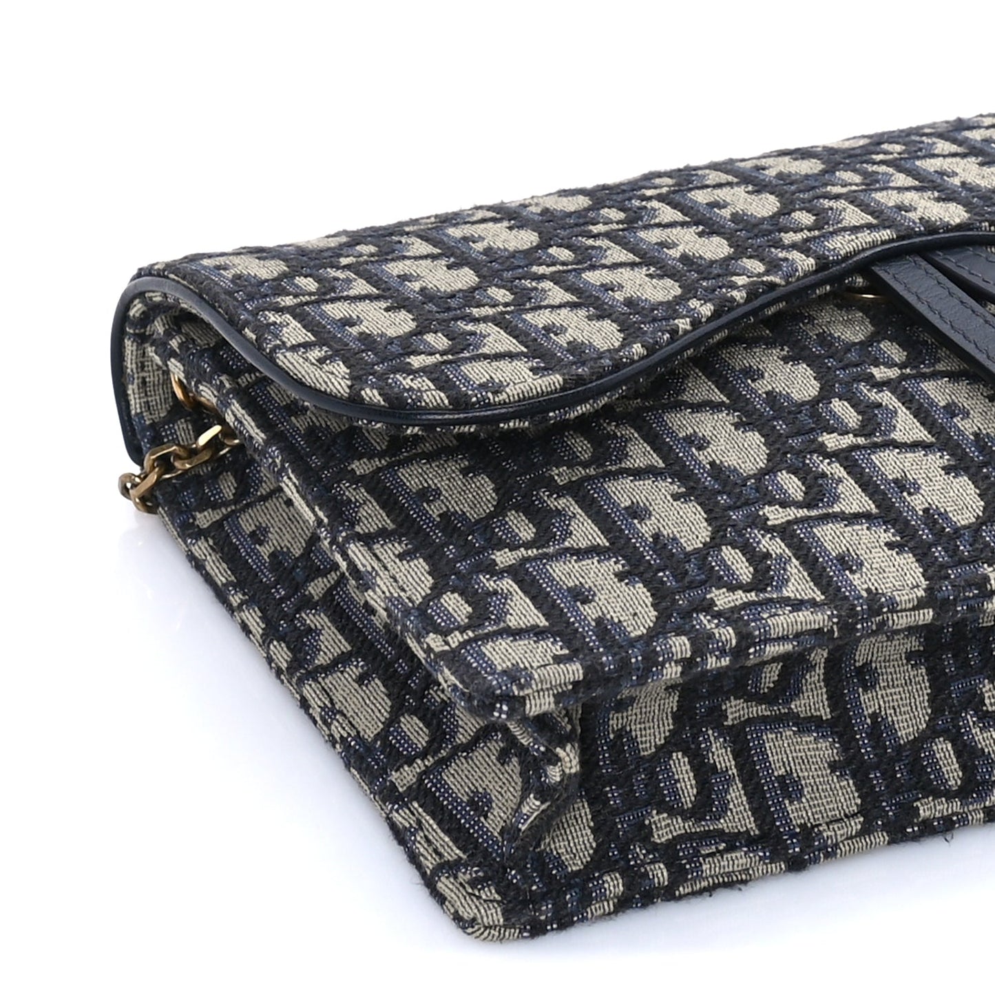 Christian Dior Oblique Saddle Chain Pouch  Blue