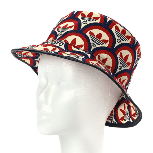 Gucci X ADIDAS Canvas Trefoil Interlocking G Bucket Hat M Red White Blue