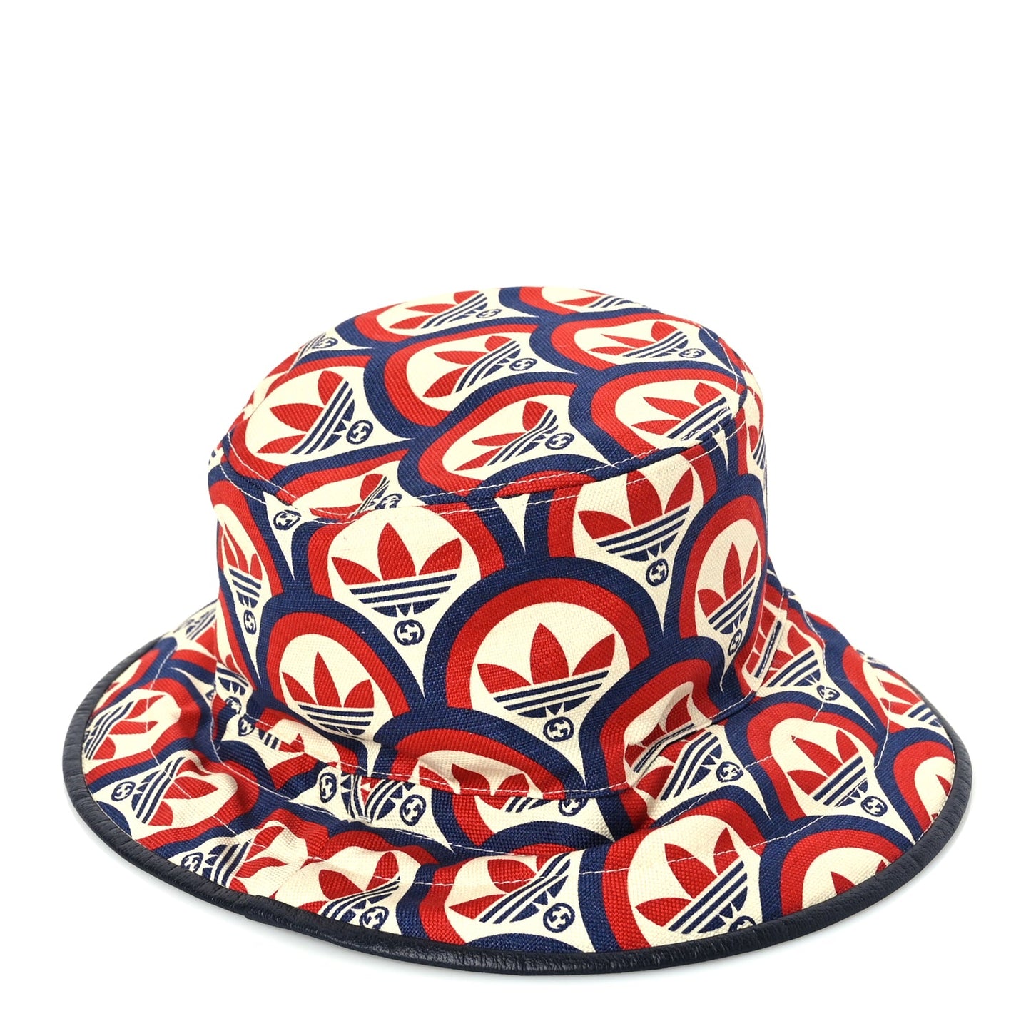 Gucci X ADIDAS Canvas Trefoil Interlocking G Bucket Hat M Red White Blue