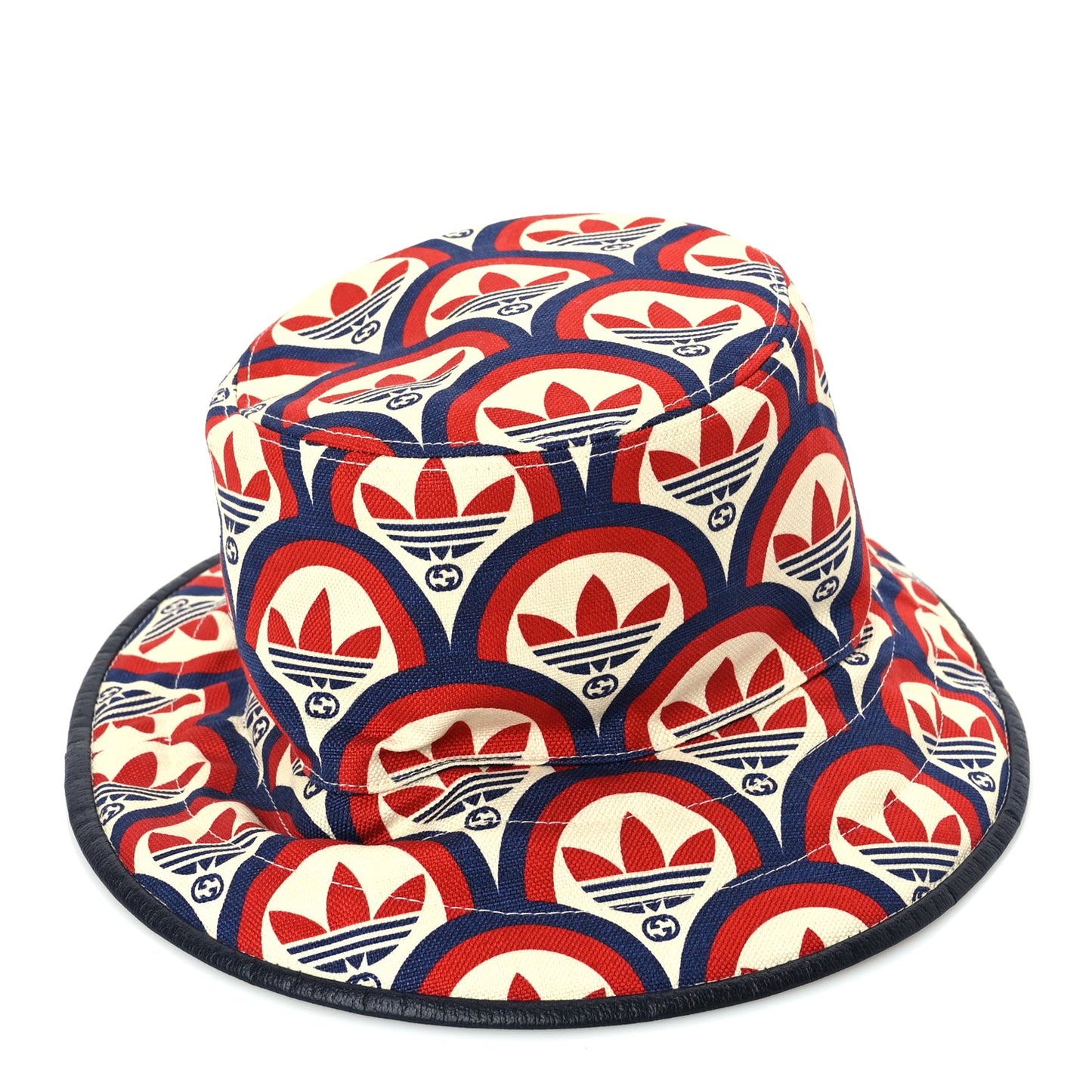 Gucci X ADIDAS Canvas Trefoil Interlocking G Bucket Hat M Red White Blue