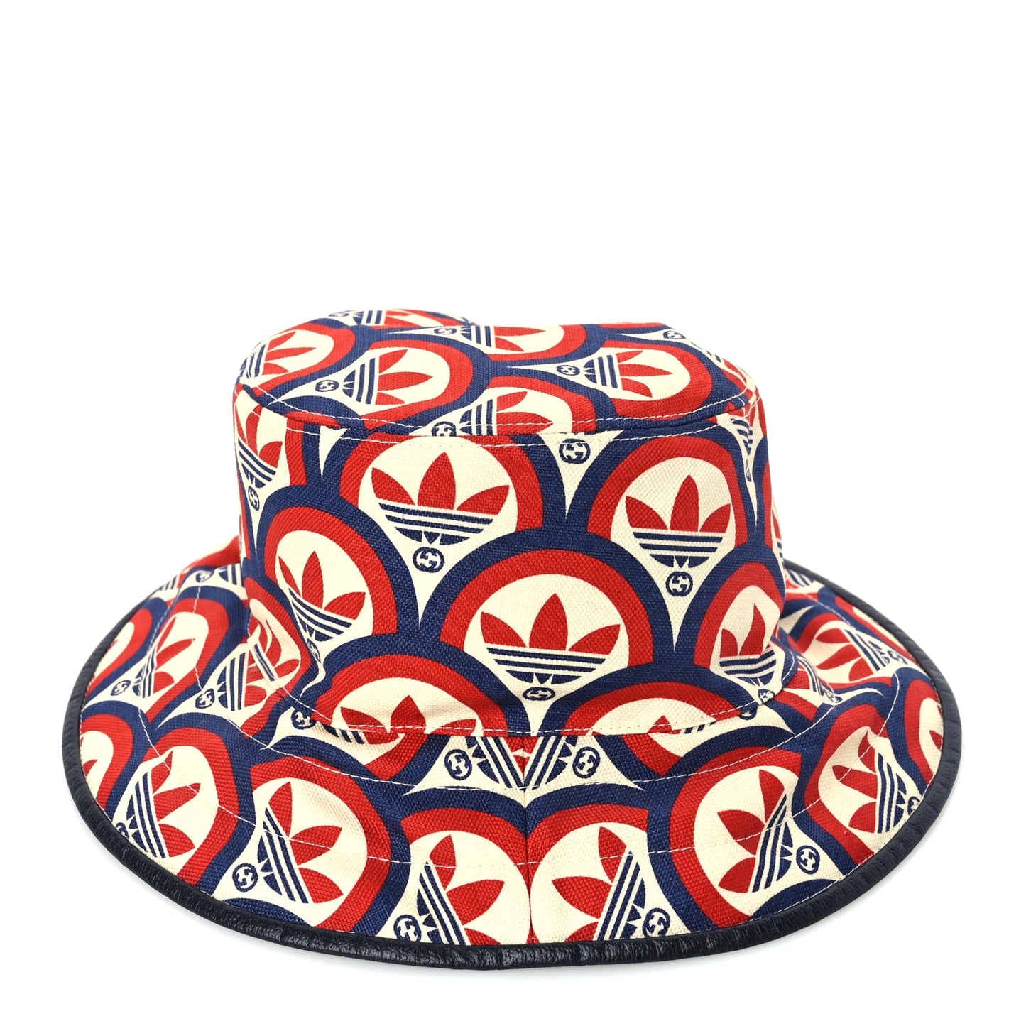 Gucci X ADIDAS Canvas Trefoil Interlocking G Bucket Hat M Red White Blue