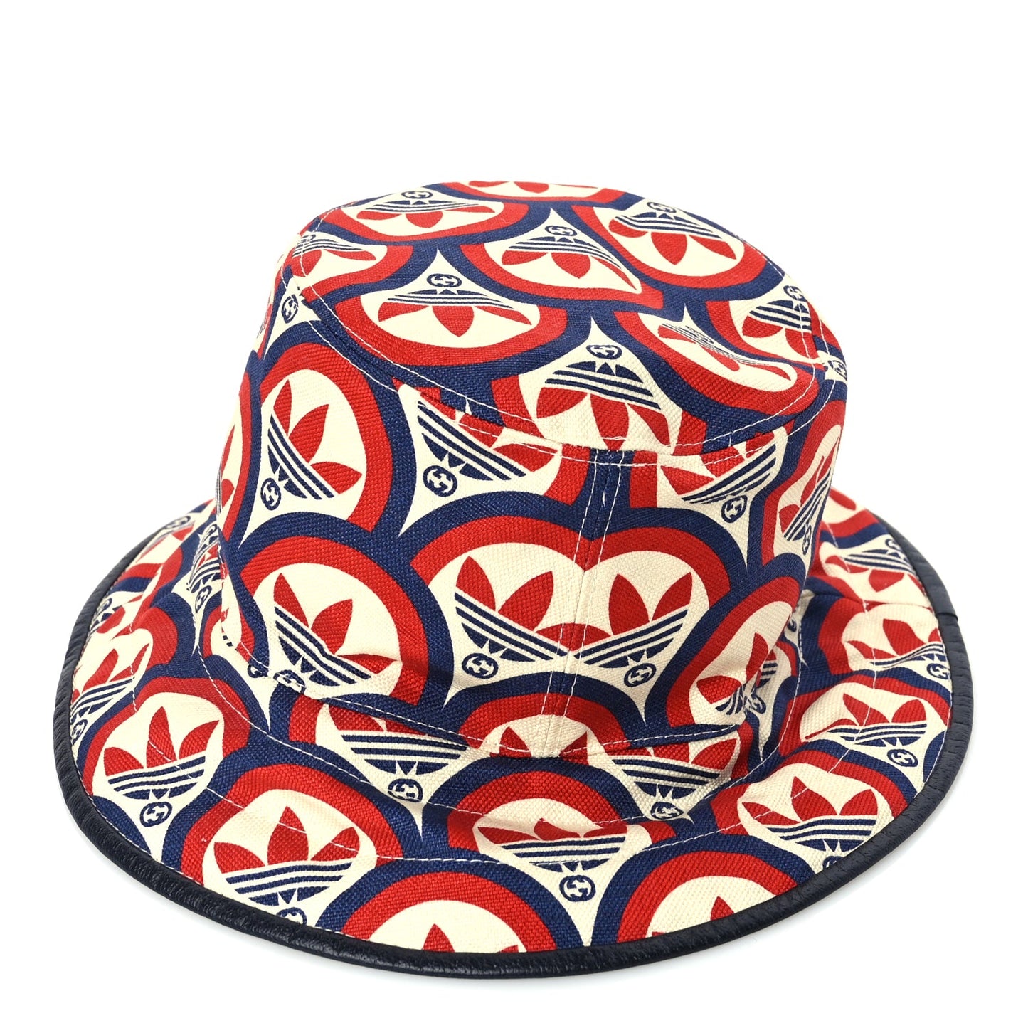 Gucci X ADIDAS Canvas Trefoil Interlocking G Bucket Hat M Red White Blue