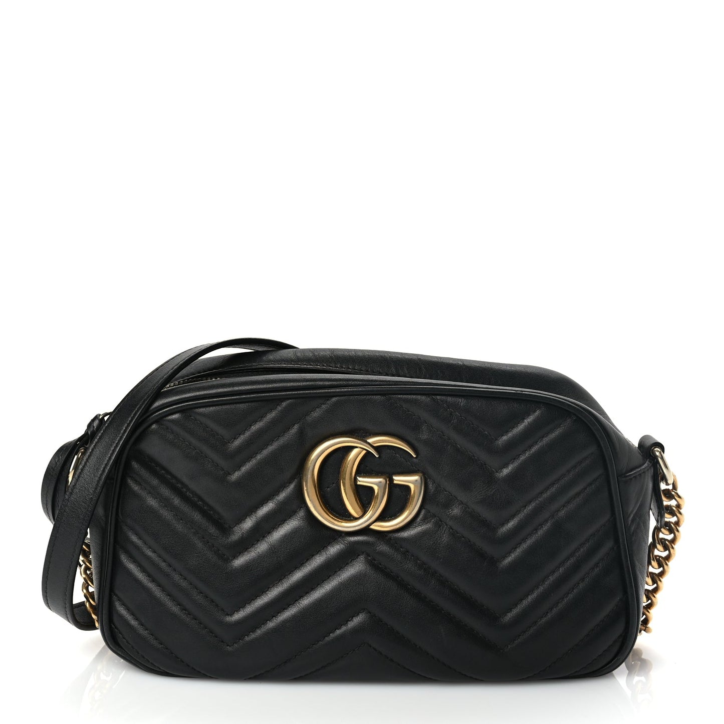 Gucci Calfskin Matelasse Small GG Marmont Chain Shoulder Bag