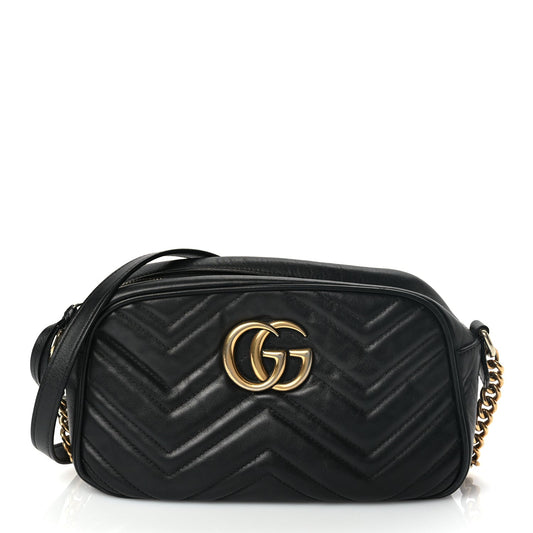 Gucci Calfskin Matelasse Small GG Marmont Chain Shoulder Bag