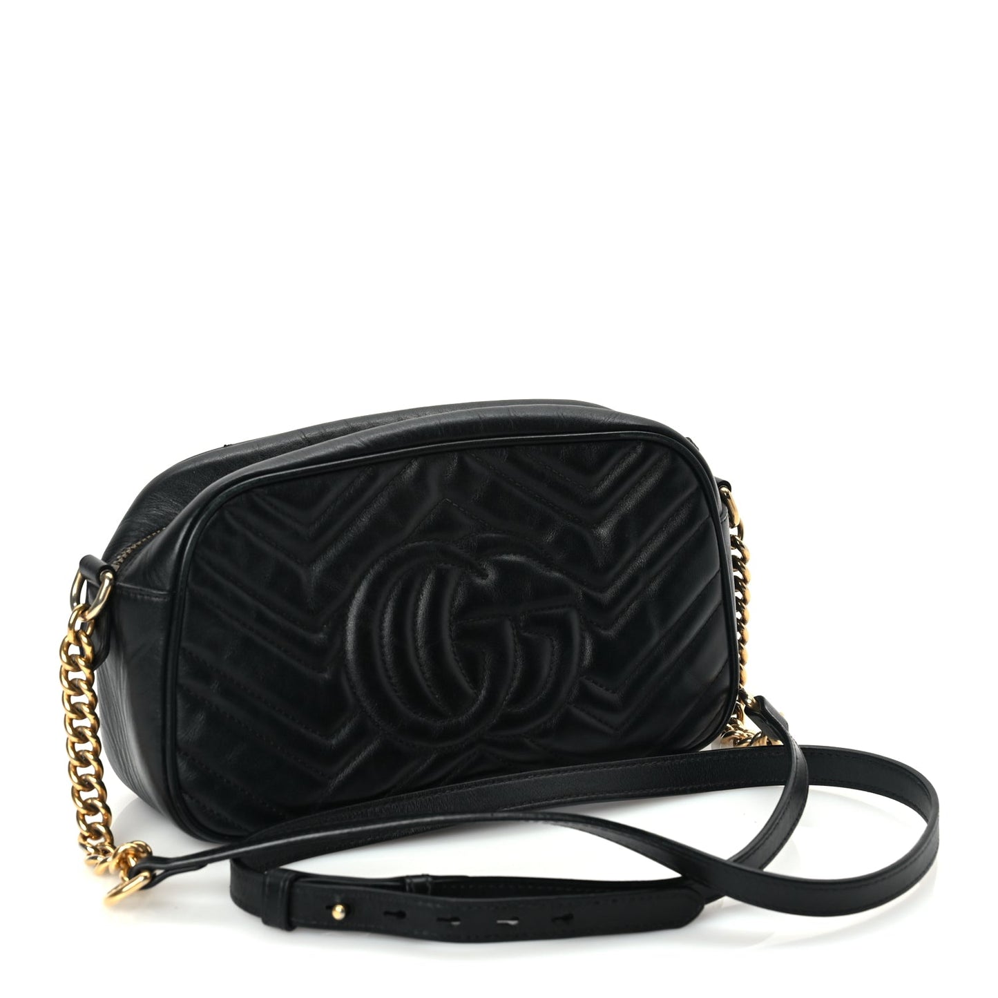Gucci Calfskin Matelasse Small GG Marmont Chain Shoulder Bag