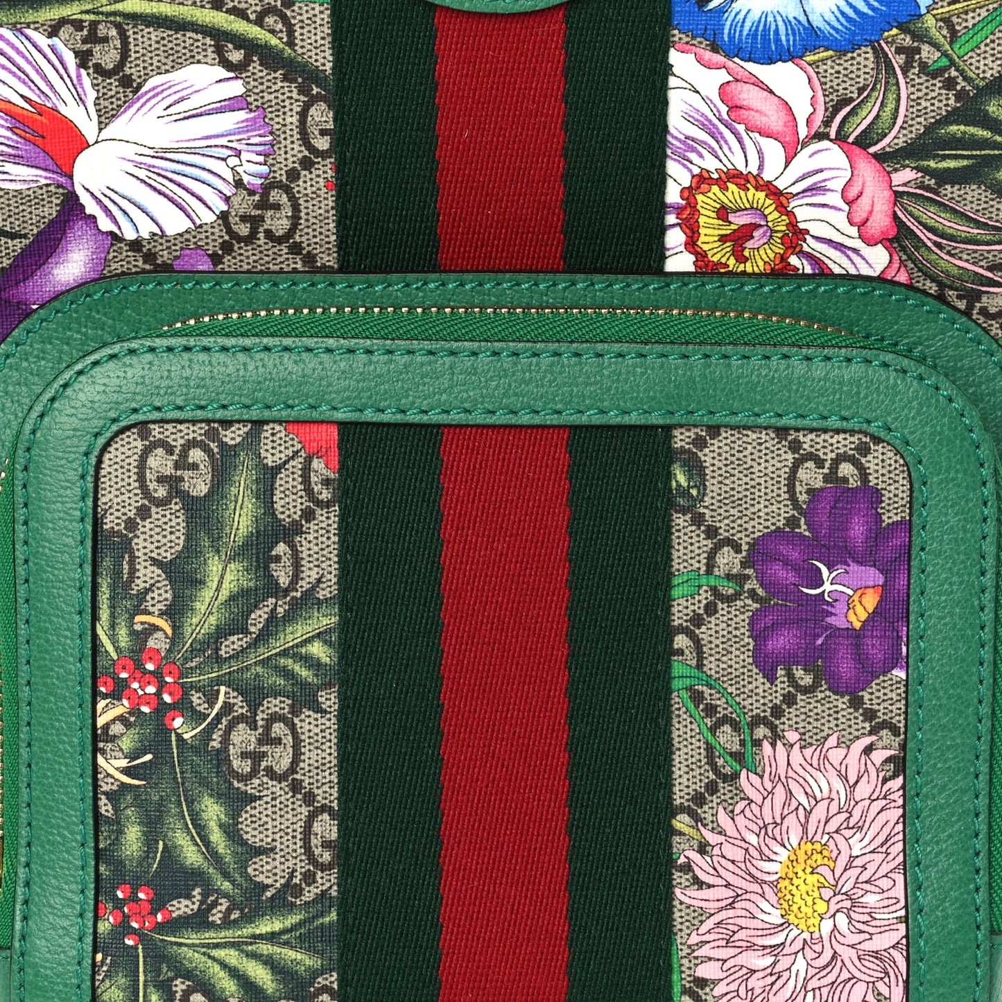 Gucci GG Supreme Monogram Flora Web Small Ophidia Day Backpack Green