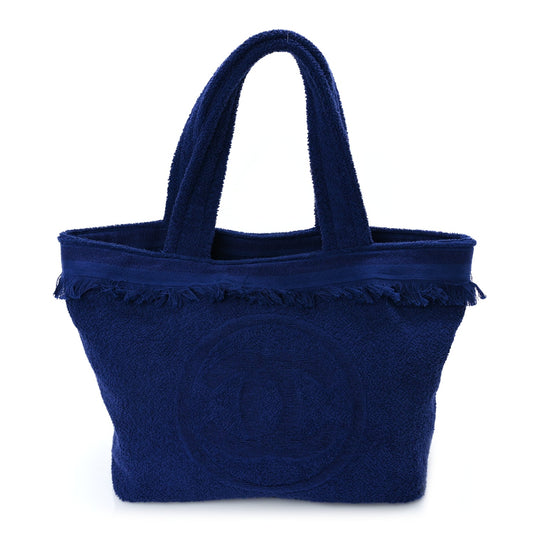 Chanel Chanel Terry Cotton CC Beach Tote Towel Set Blue