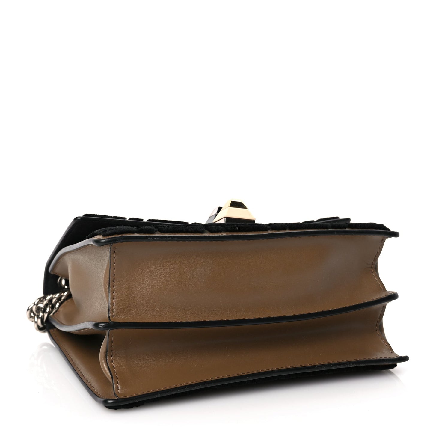 Fendi Vitello Liberty Velvet FF Small Kan I Shoulder Bag Brown Black