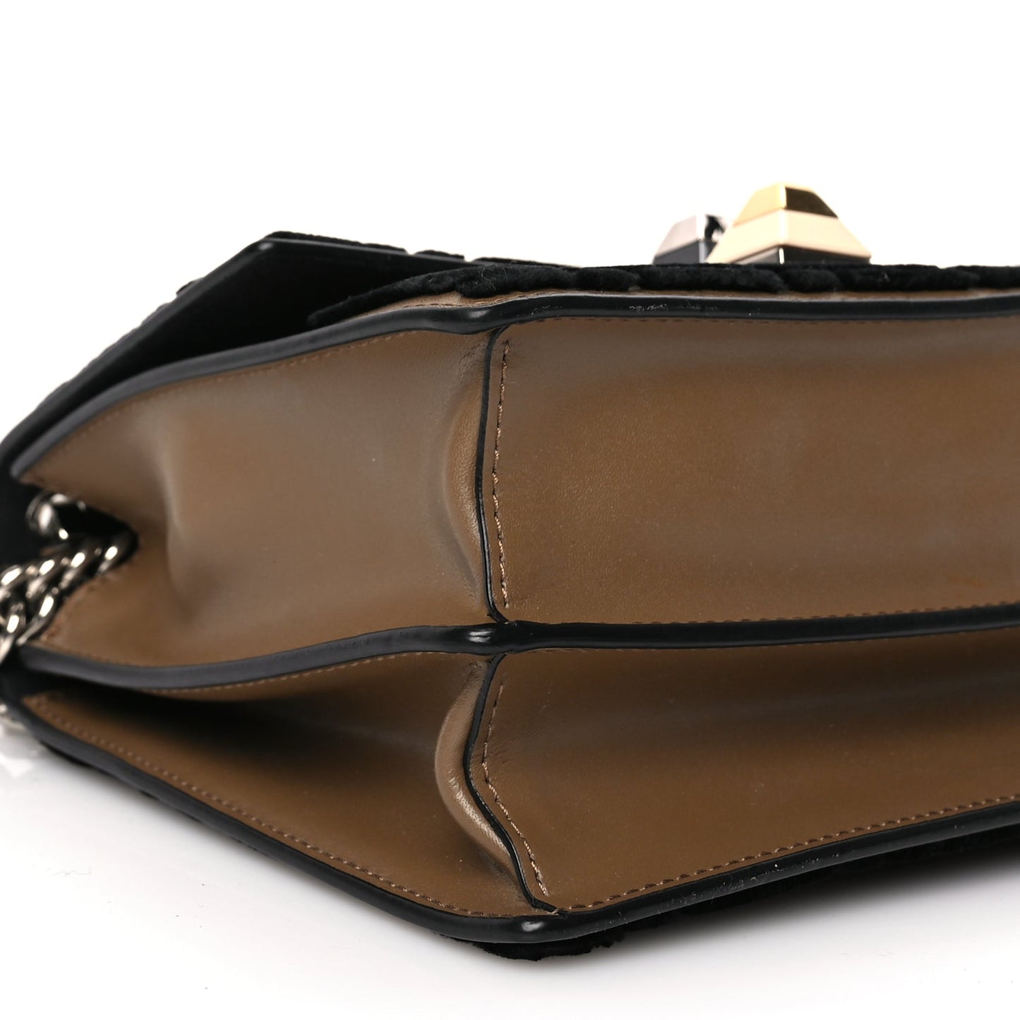 Fendi Vitello Liberty Velvet FF Small Kan I Shoulder Bag Brown Black