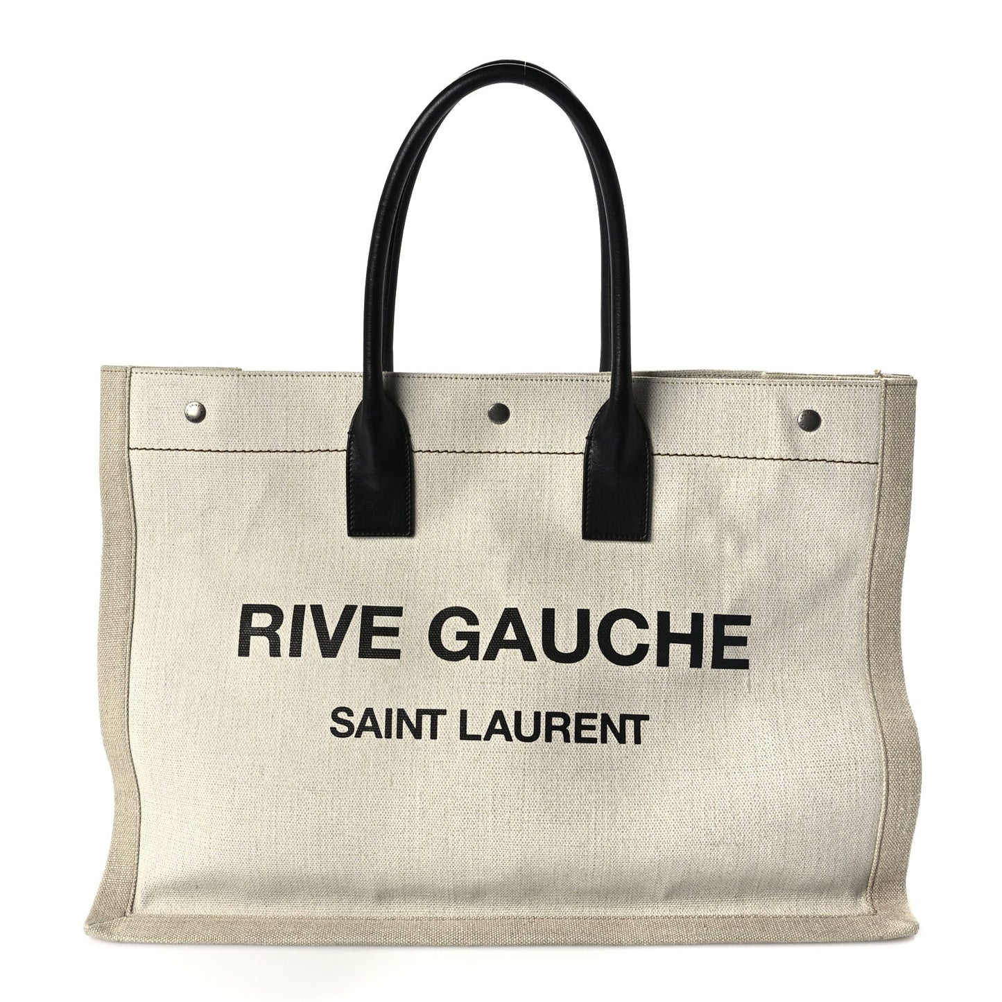 Saint Laurent Linen Calfskin Rive Gauche Tote Optic White
