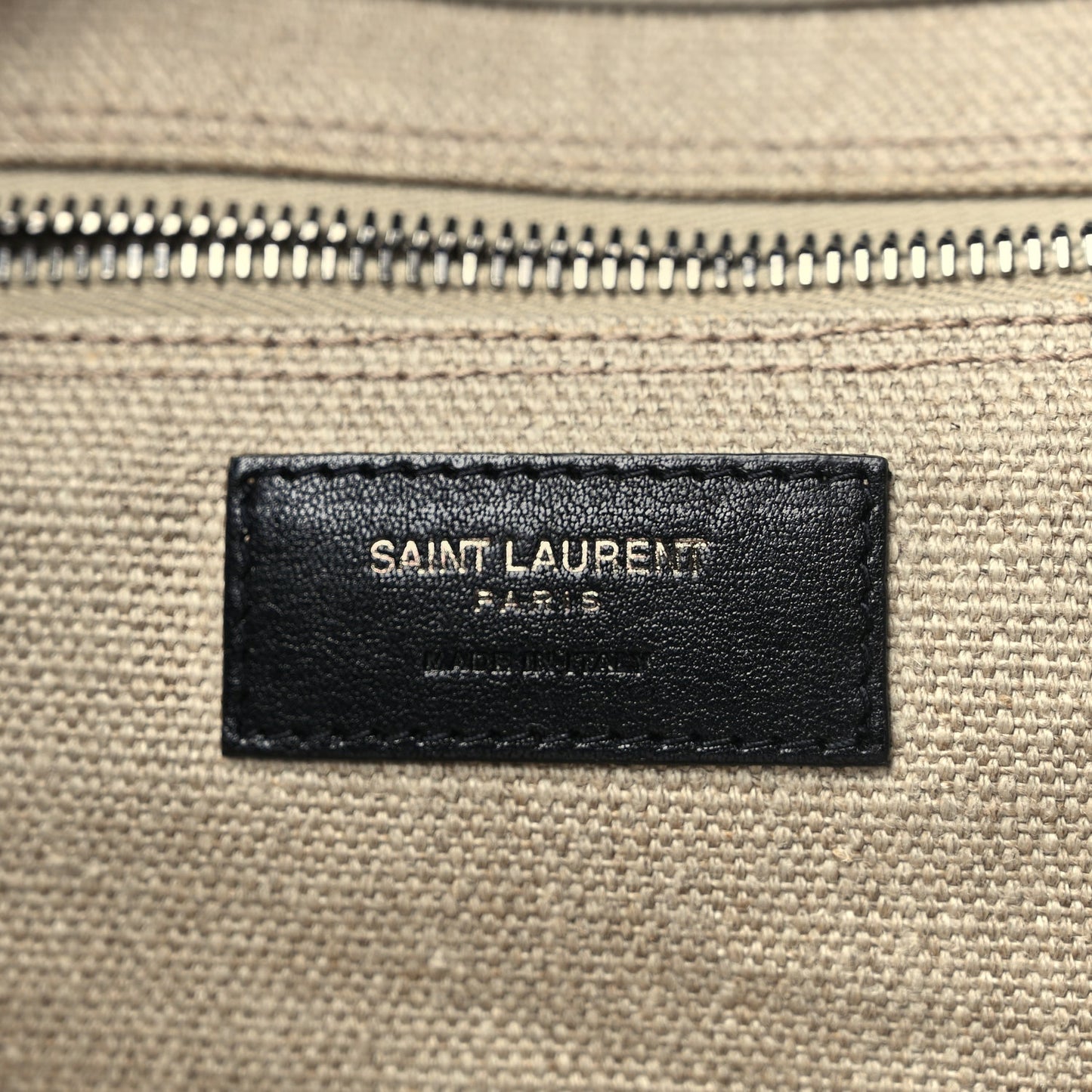 Saint Laurent Linen Calfskin Rive Gauche Tote Optic White