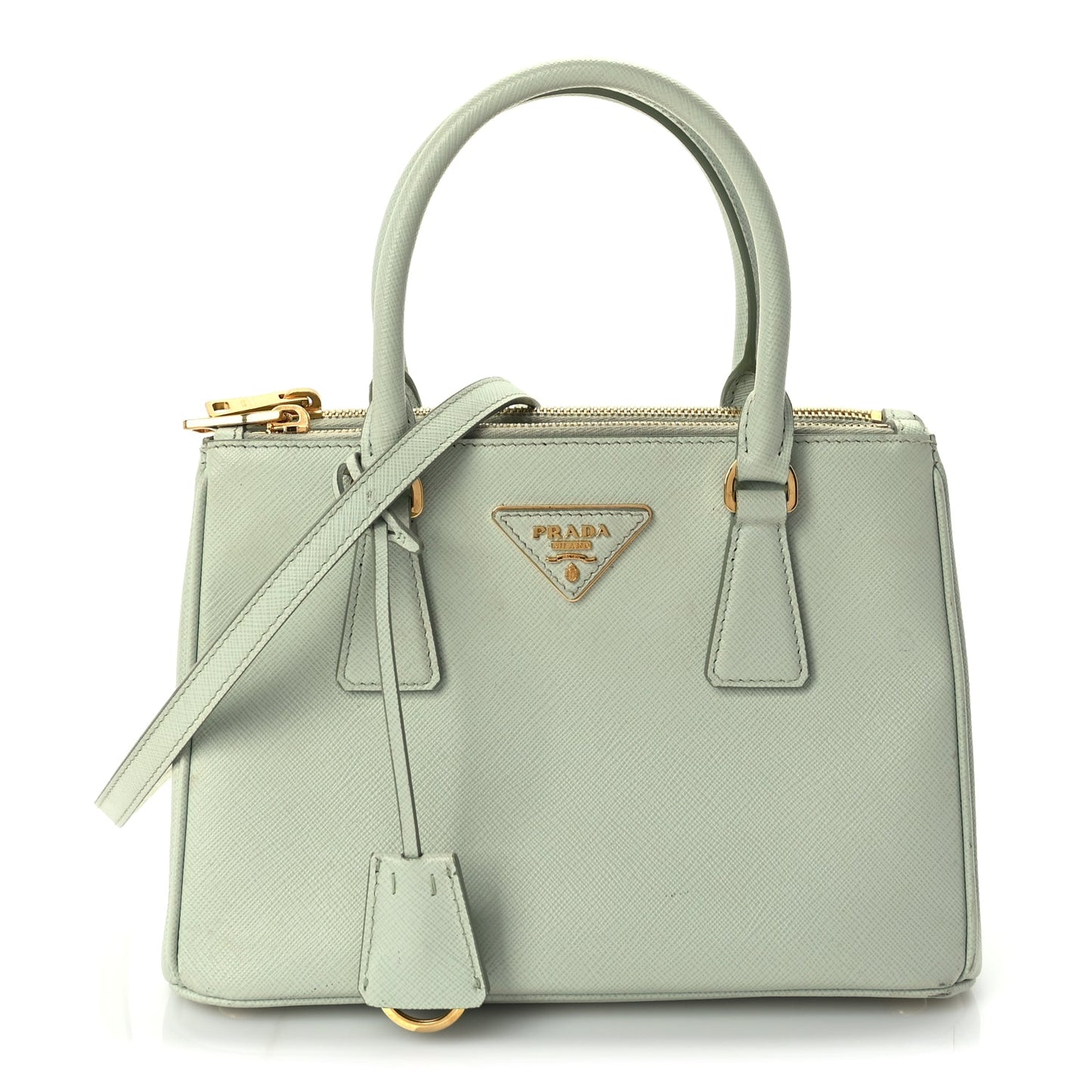 Prada Saffiano Small Galleria Double Zip Tote Acqua