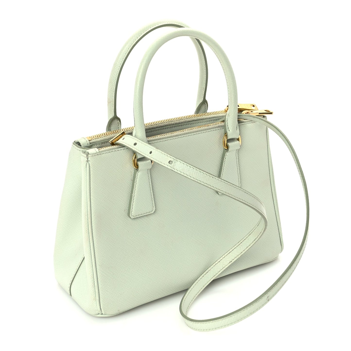 Prada Saffiano Small Galleria Double Zip Tote Acqua