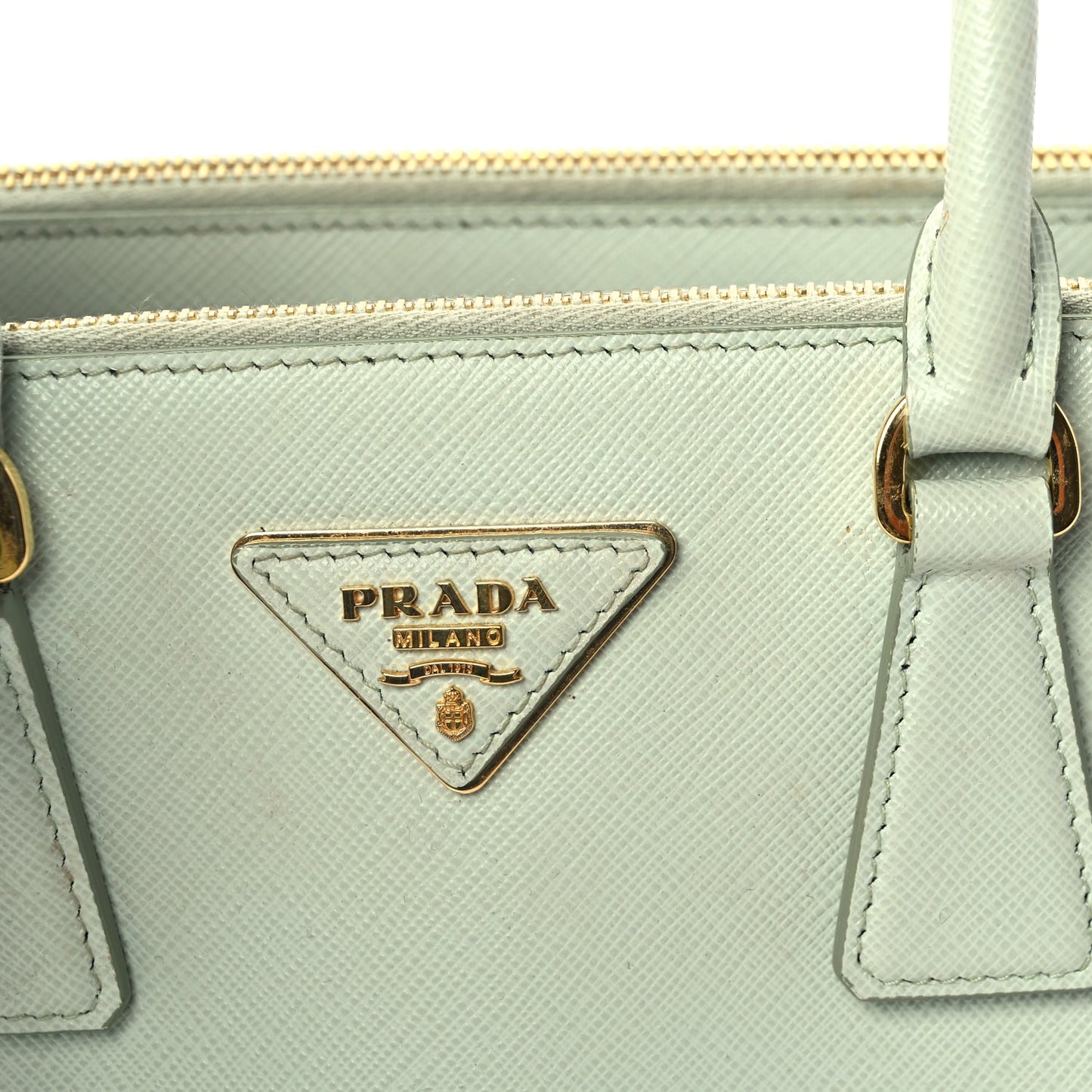 Prada Saffiano Small Galleria Double Zip Tote Acqua