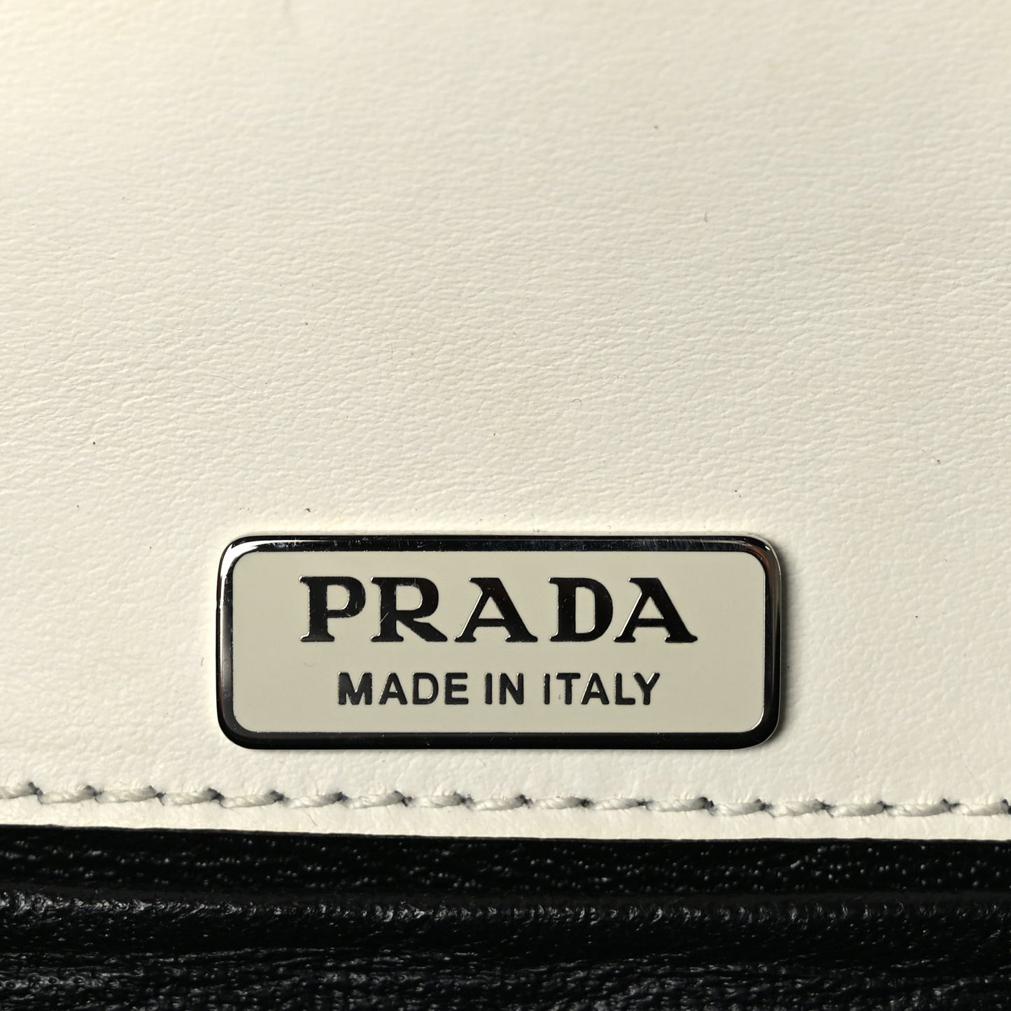 Prada City Calfskin Saffiano Studded Cahier Bag White